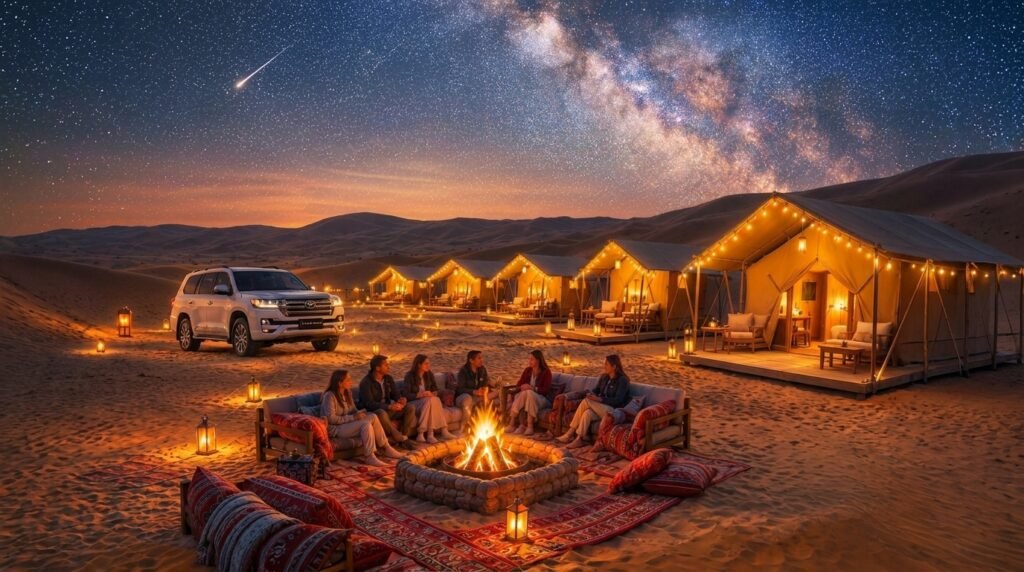 Overnight Desert Safari Dubai with desert camping under the stars